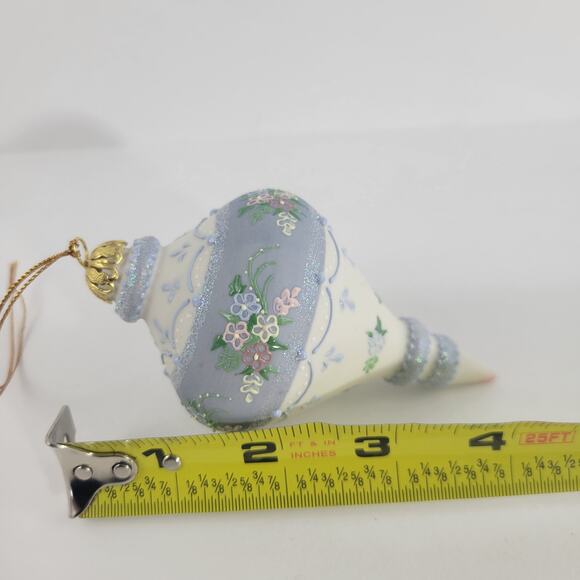 Vintage Rhyn Rivet Ivory White and Blue Christmas Ornament - Picture 3 of 4